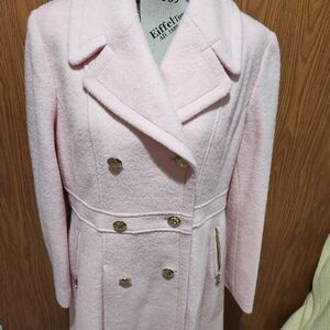 Guess Light Pink Double-Breasted Pea Coat